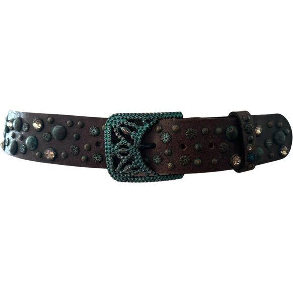 Streets Ahead Belt Women Large Studs Italian Leather Ribel Italy Buckle Western main image 11